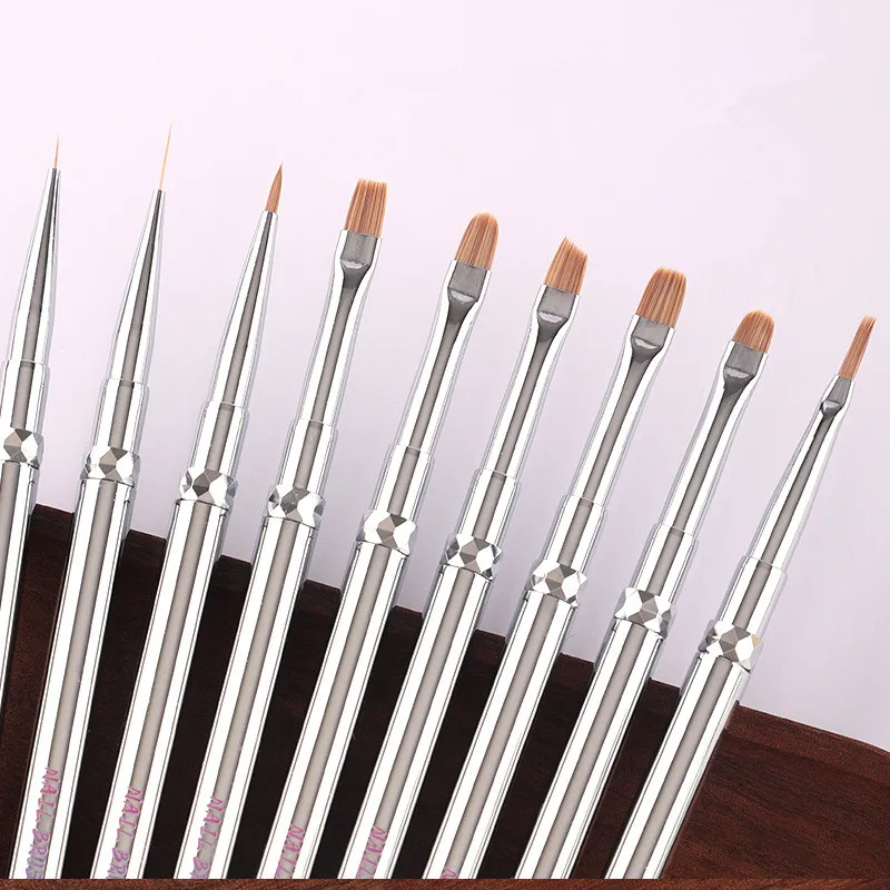 Penna per nail art con manico trasparente a 9 stili, penna per colorare, grande, quadrata, rotonda, per terapia della luce, penna per disegno delle unghie, penna per fiori