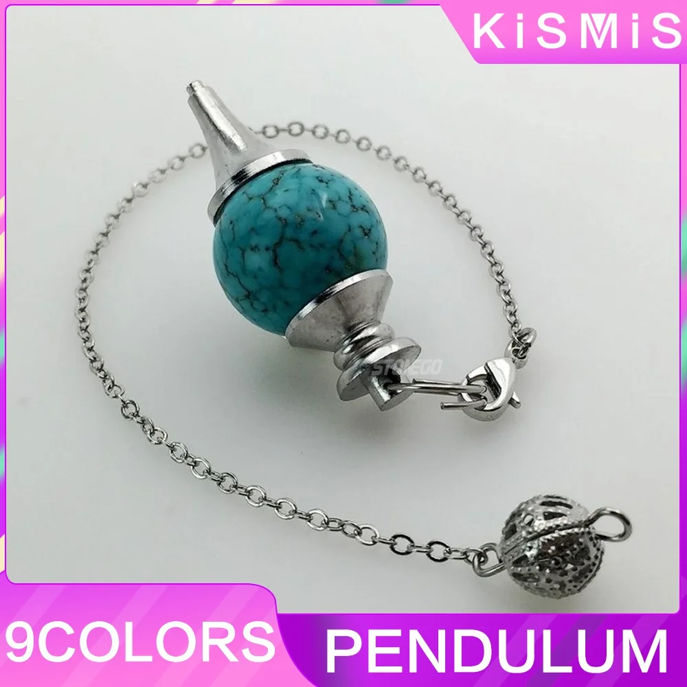 Péndulo de joyería de piedra de meditación Reiki, piedra energética de adivinación, colgante de cuentas redondas huecas, péndulo Stonego, 1 ud.