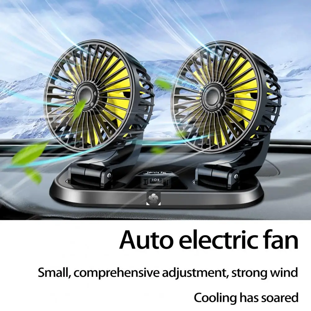 Car Cooling Fan 5V/12V/24V 2 Speeds 360° Adjustable Dual Head Auto USB Cooler Air Fan Vehicle Supplies Car Accessories Fan