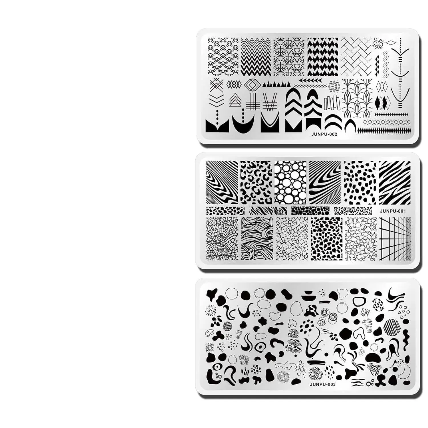

3pcs Metal Nail Stamp Plates Set for Geometric Leopard Print Abstract Stripes Swirl Line Graffiti Plaid Nail Art Design