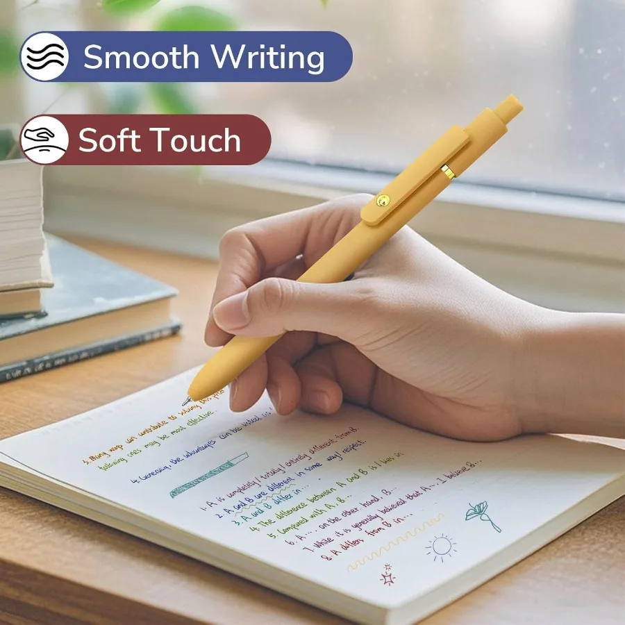 أقلام ملونة 6 قطعة أقلام ملونة رفيعة نقطة قلم كتابة سلس 0.5 مللي متر قلم جل حبر ملون لرحلة الملاحظات تدوين الكتابة المكتبية