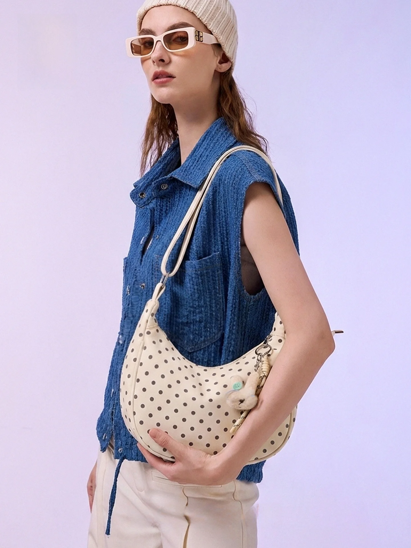 MuziKai Casual Polka Dot Tote Bag Women's Commuter Crossbody Bag Large Capacity Practical 2026 New Style Shoulder Bag