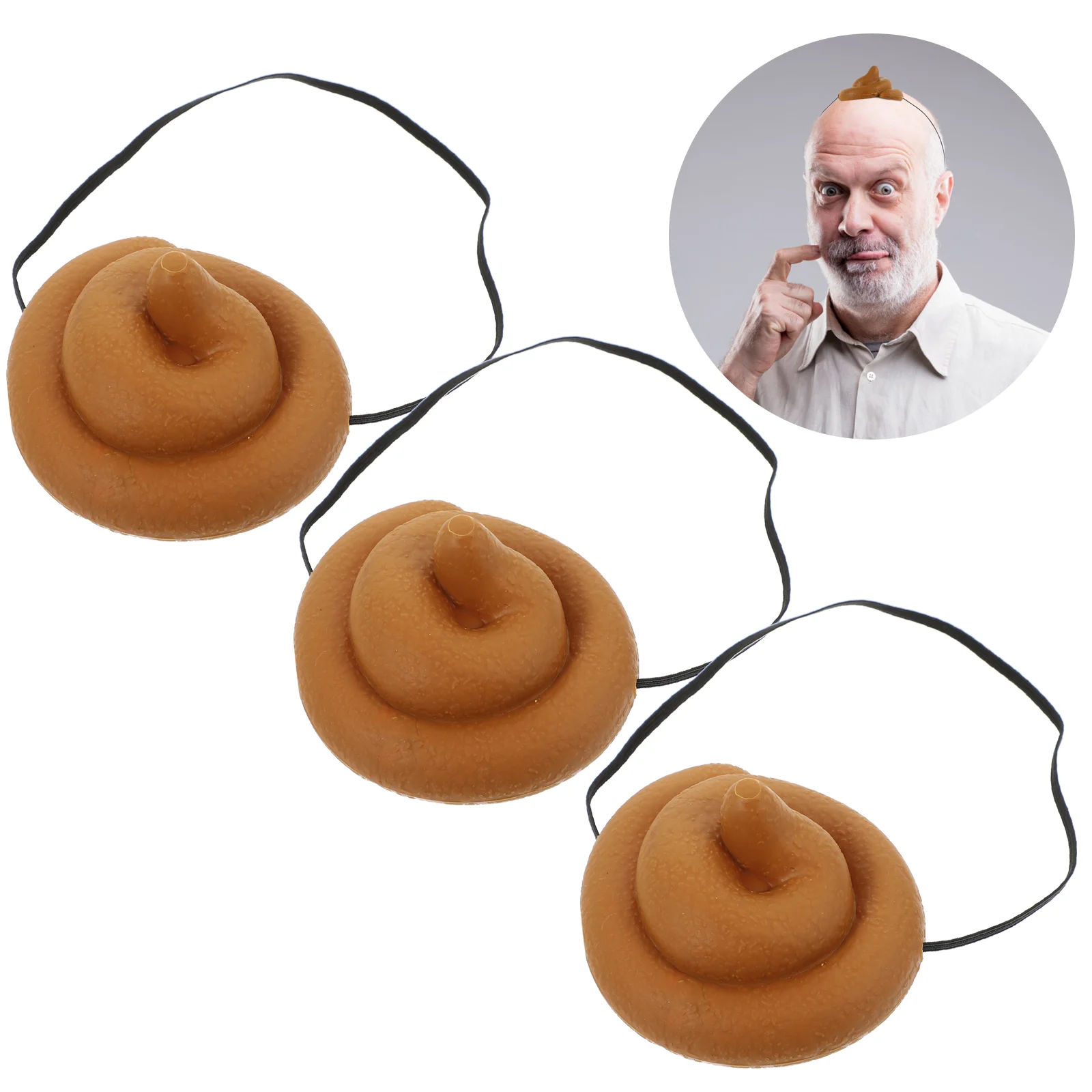 3 Pcs Simulation Poop Hat Funny Prank Prop Lightweight Adjustable Elastic Band Party Hats Festive Supplies Men Women Toys Game