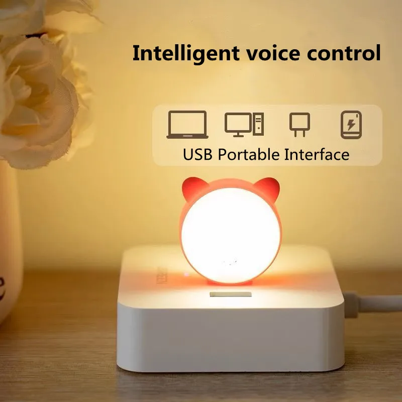 USB Smart Voice Control Nacht Lichter Interface Nacht Licht Englisch Version Nette Katze Intelligente Stimme Nacht Lampe Command Control