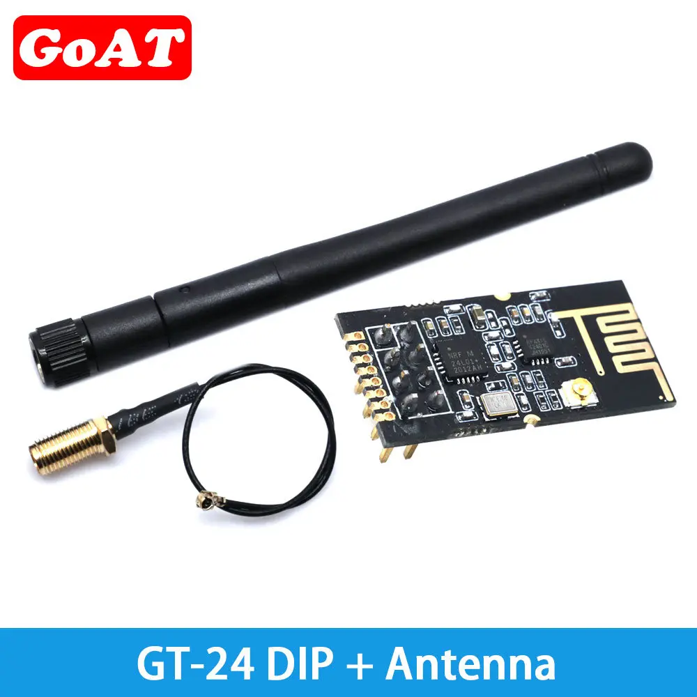 GT-24 NRF24L01+PA+LNA (With Antenna) Socket Adapter Plate Board 2.4G Wireless Data Transmission Module 1100-Meters Long-Distance