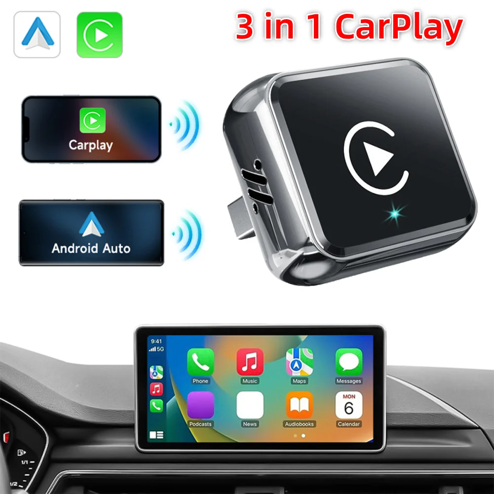 

Wireless CarPlay/Android Auto Adapter Easy Setup Plug and Play Wireless CarPlay & Android Auto Adapter for Factory Wired