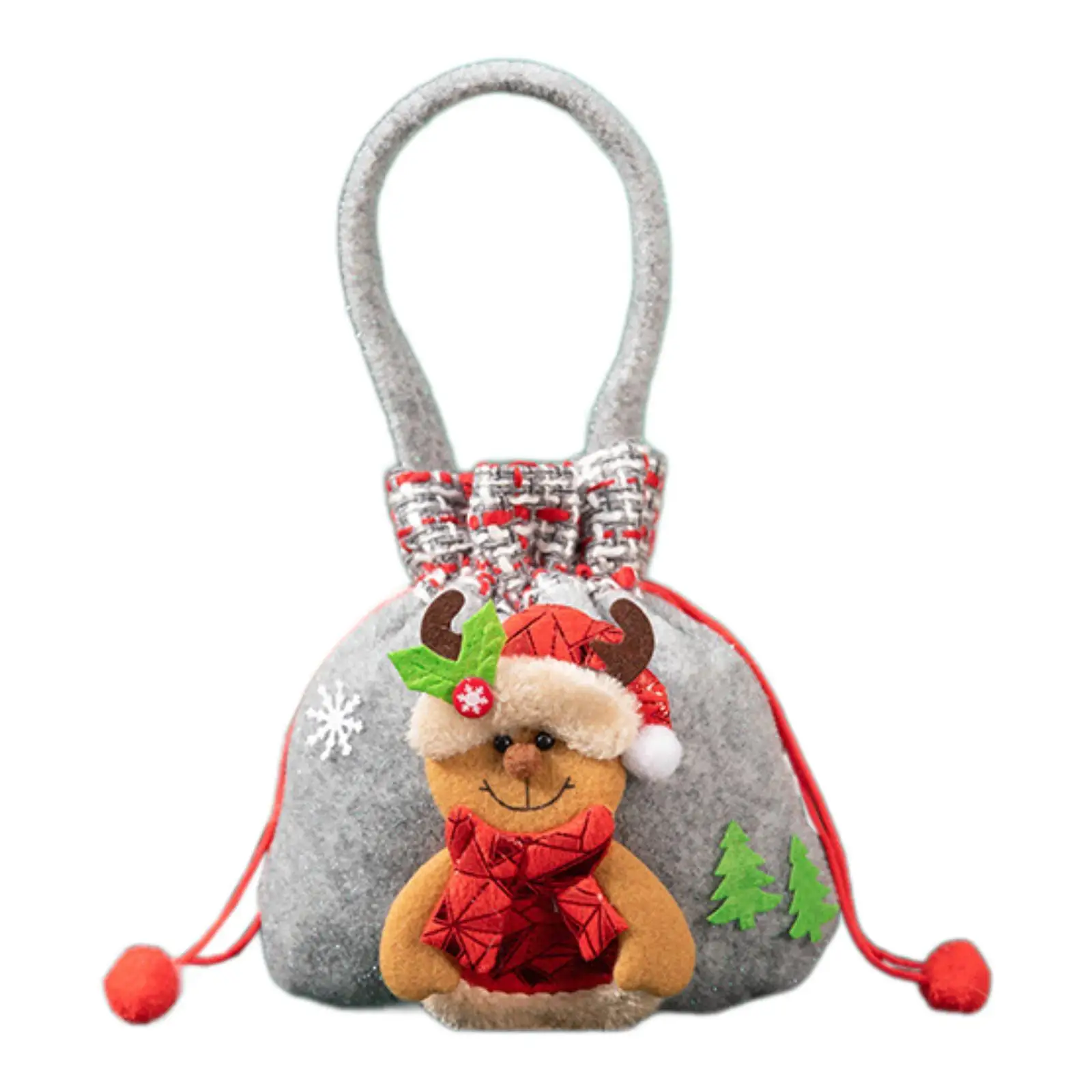 Doll Christmas Gift Bag with Drawstring Portable Xmas Decor Christmas Decor