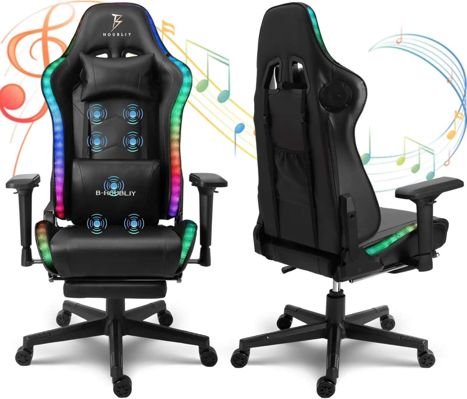 

Стулья для видеоигр для взрослых Массажное игровое кресло из искусственной кожи с подставкой для ног, 360° ° Поворотное геймерское кресло с динамиками и RGB