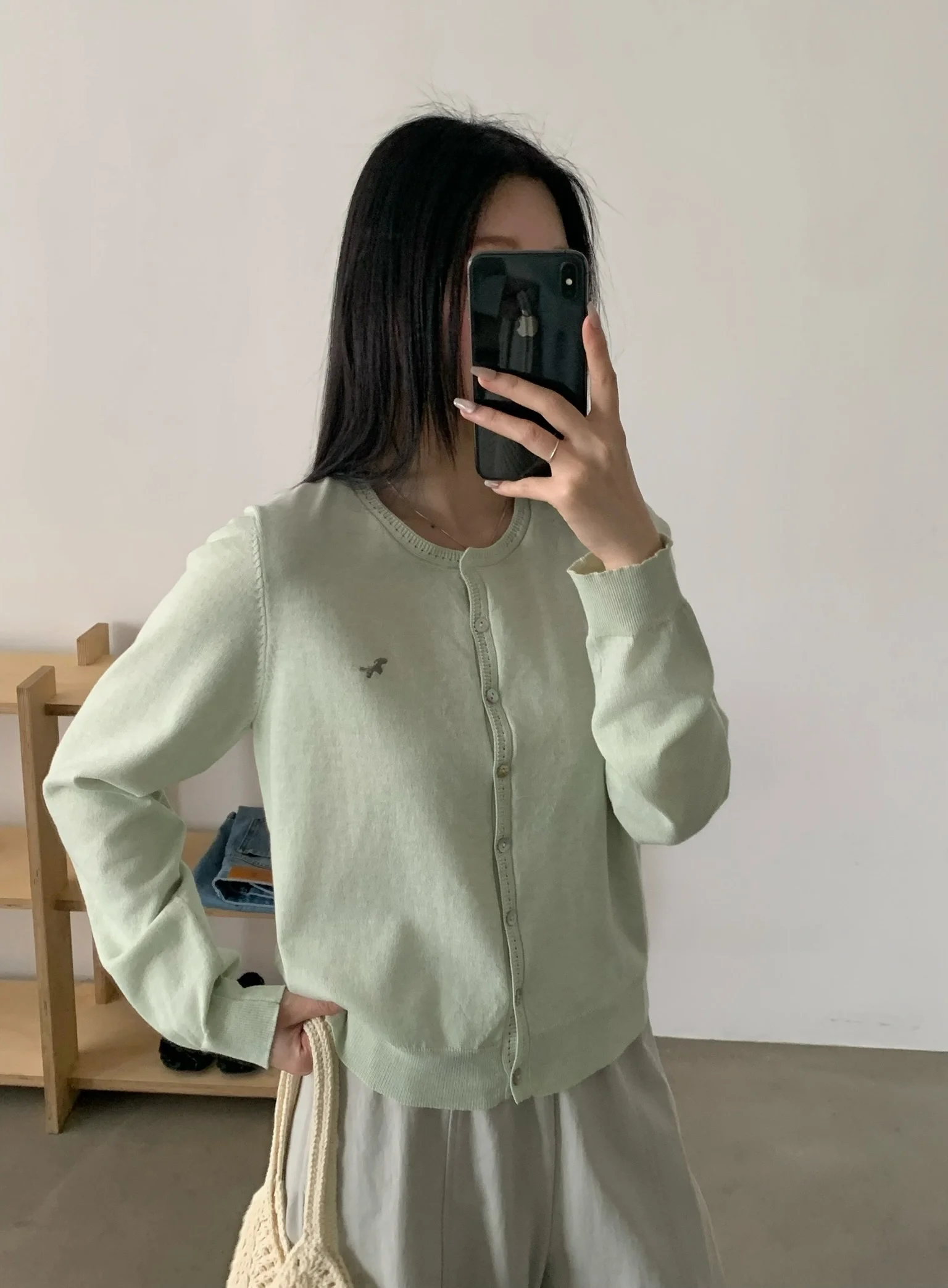 

Aimistyle Original round Neck Embroidered Knitted Cardigan Women's Loose Versatile Knitwear Commute Style Long Sleeve C...