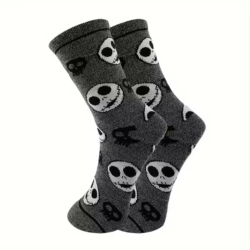 3 Pairs of Halloween Series Captain Jack Crew Socks With Novel Patterns Creative Gift Socks Suitable For Both Men and Women