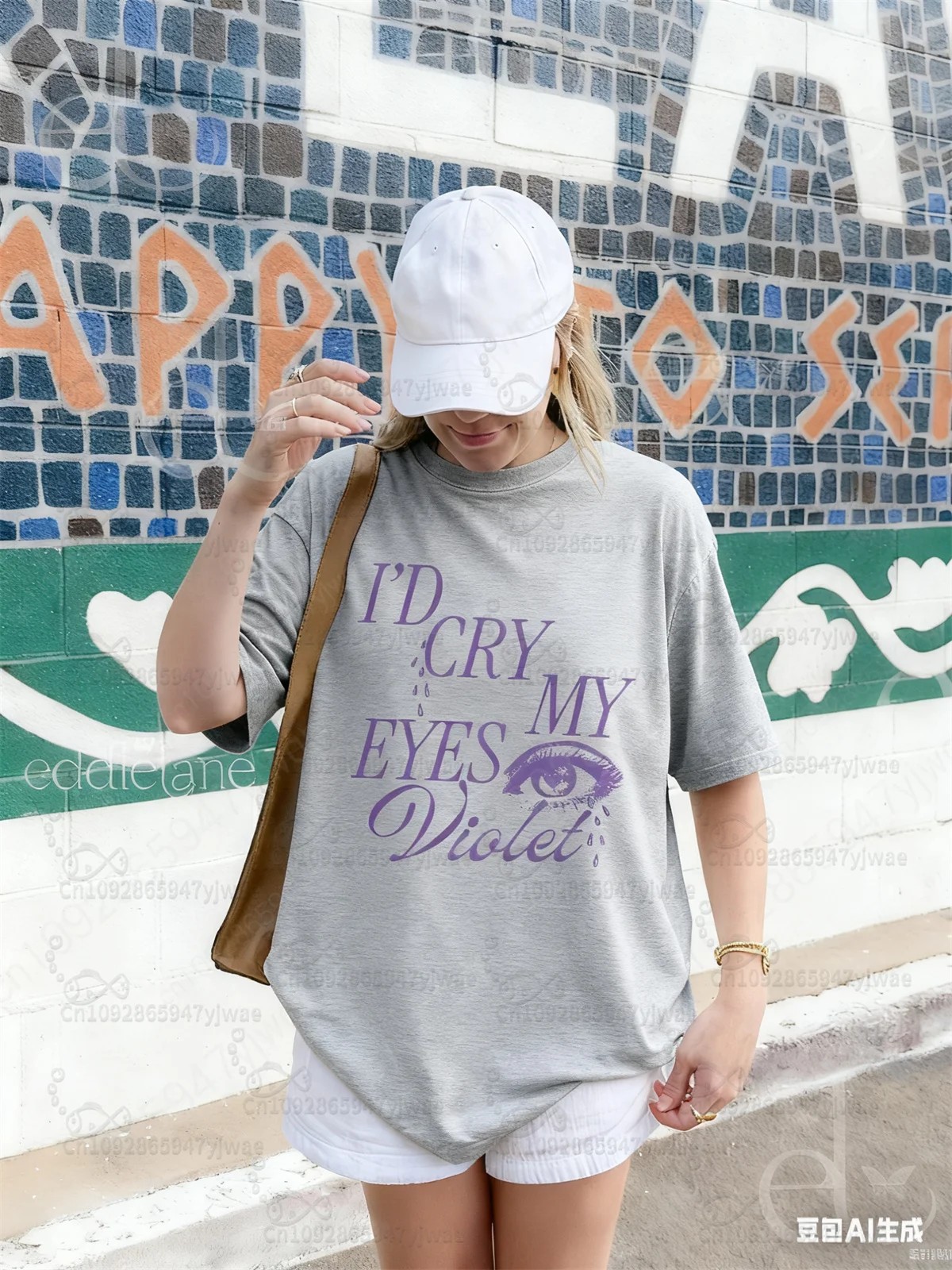 TS12 إليزابيث تايلور سأبكي عيني البنفسجي المطبوعة القطن تي شيرت الصيف المرأة مريحة للتنفس البوب مروحة هدية