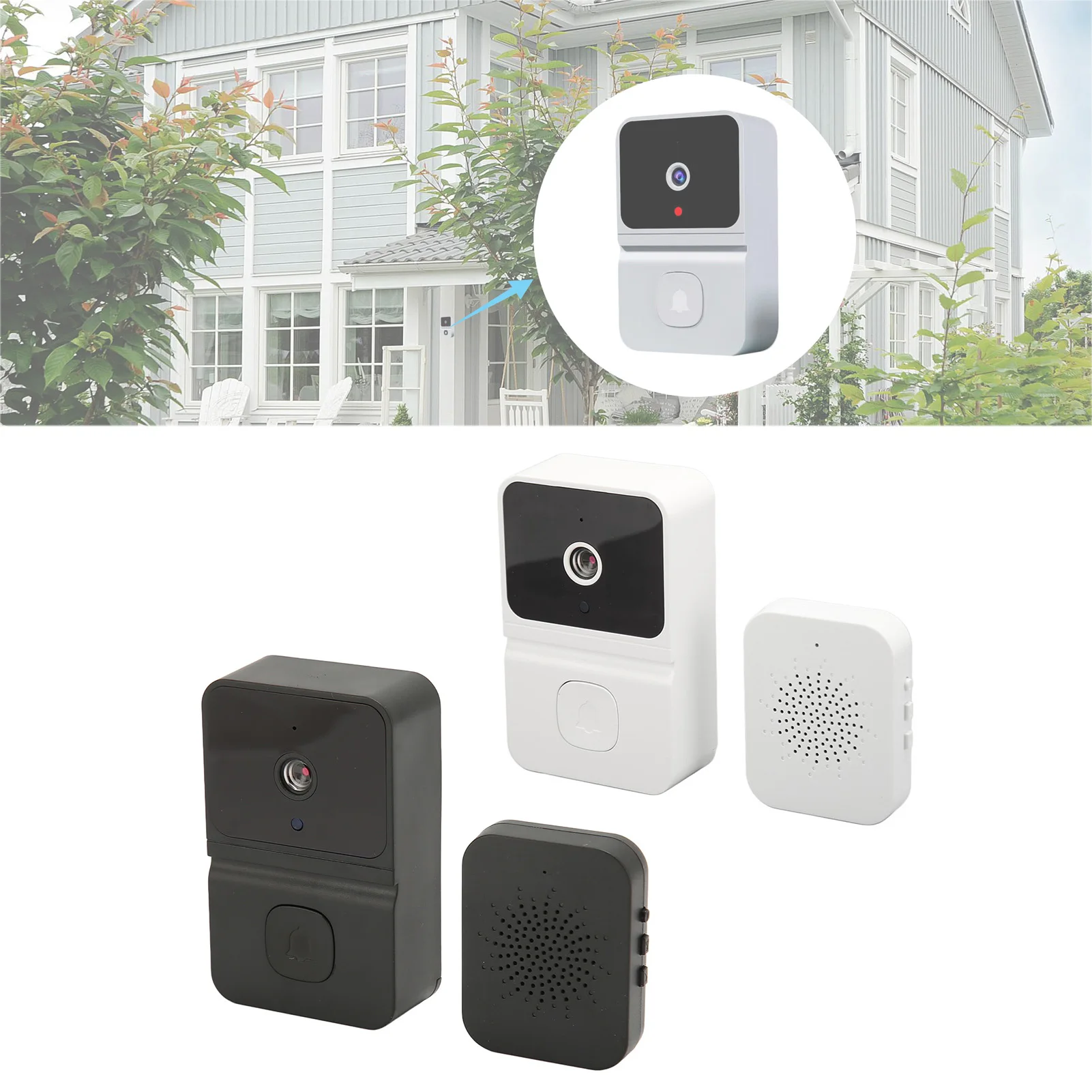 Security Camera Doorbell Two Way Audio HD Night Smart Video Doorbell Wireless Remote Indoor Ringer APP Control for Home