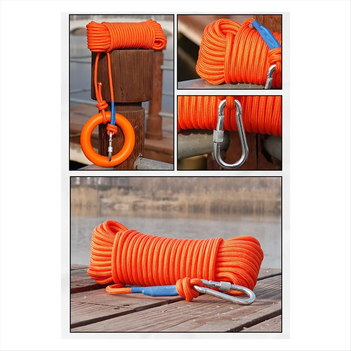 T22C Water Floating Lifesaving Rope Strong Reflective Buoyant Throw Rope Professional with Bracelet/Hand Ring for Outdoors