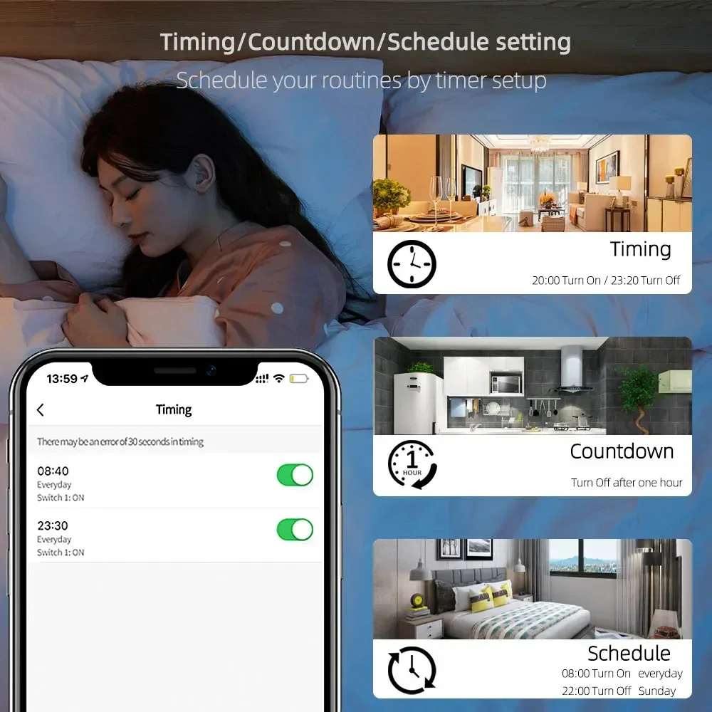 DawnJoy Smart zigbee intelligent switch Neutral US110V-220V plastic push button 1/2/3/4Gang dimmer remote timing voice with tuya - Image 4