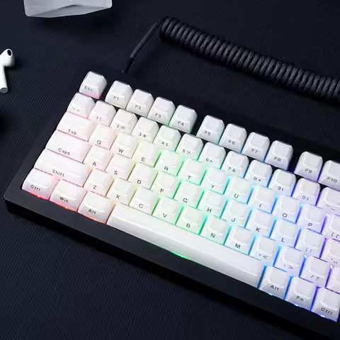 Womier White Crystal Jelly Keycaps Custom Side Printed Keycaps 113 Keys OEM Profile for Cherry MX Switches Mechanical Keyboard