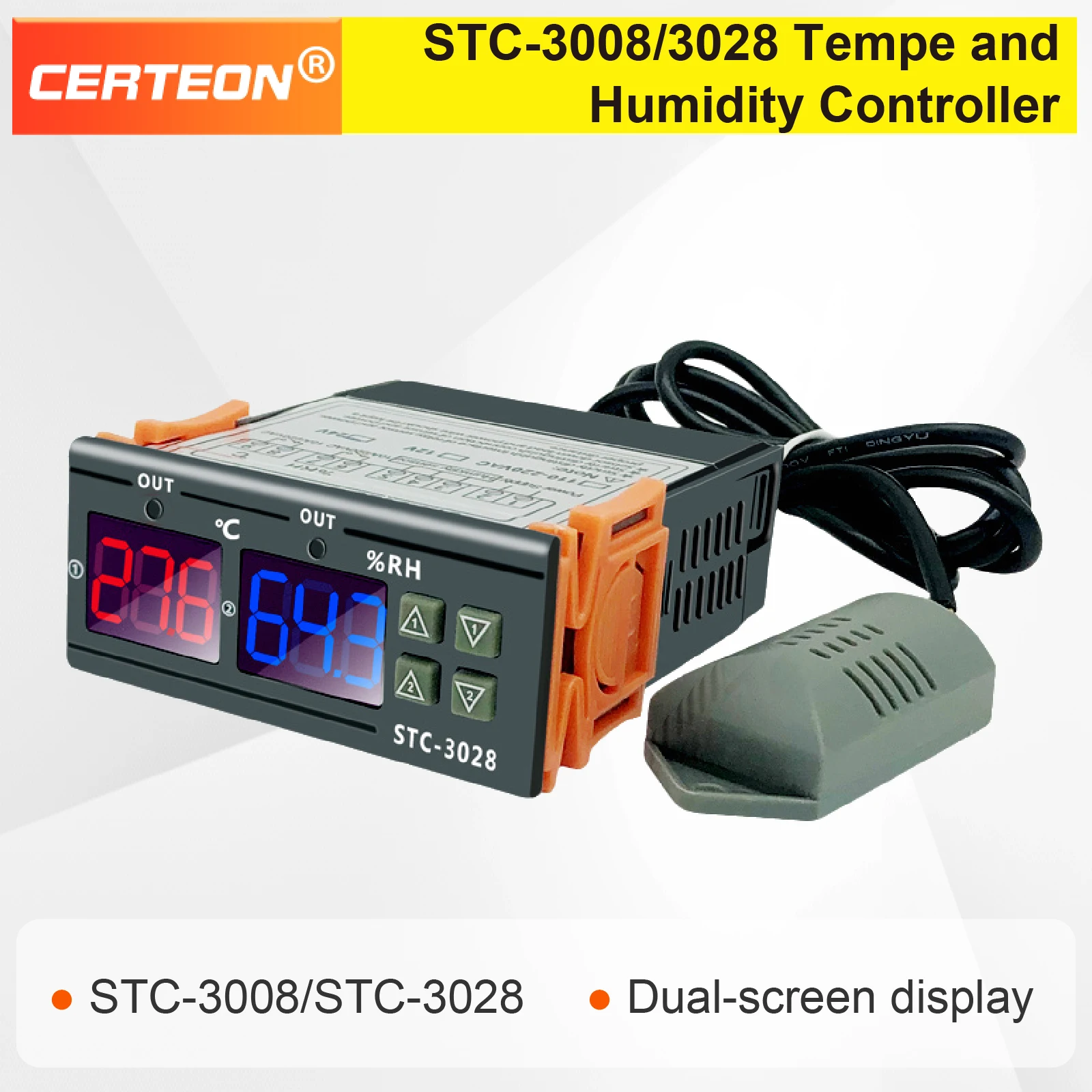 STC-3008/3028 цифровой термостат контроллер двойной дисплей двойное реле 12 В/24 В/220 В контроллер температуры и влажности переключатель STC-3008/3028 цифровой термостат контроллер двойной дисплей двойное реле 12 В/24 В/220 В контроллер температуры и влажности переключатель