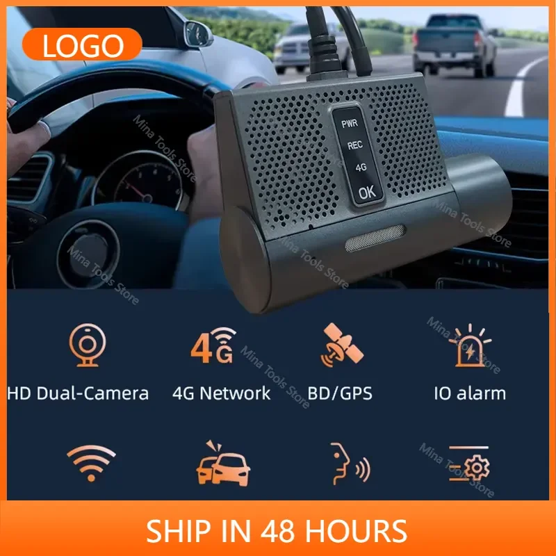 4G AI Dual Cams 1080P Dashcam DVR Recorder System with WIFI Parking Monitor for Commercial Vehicles