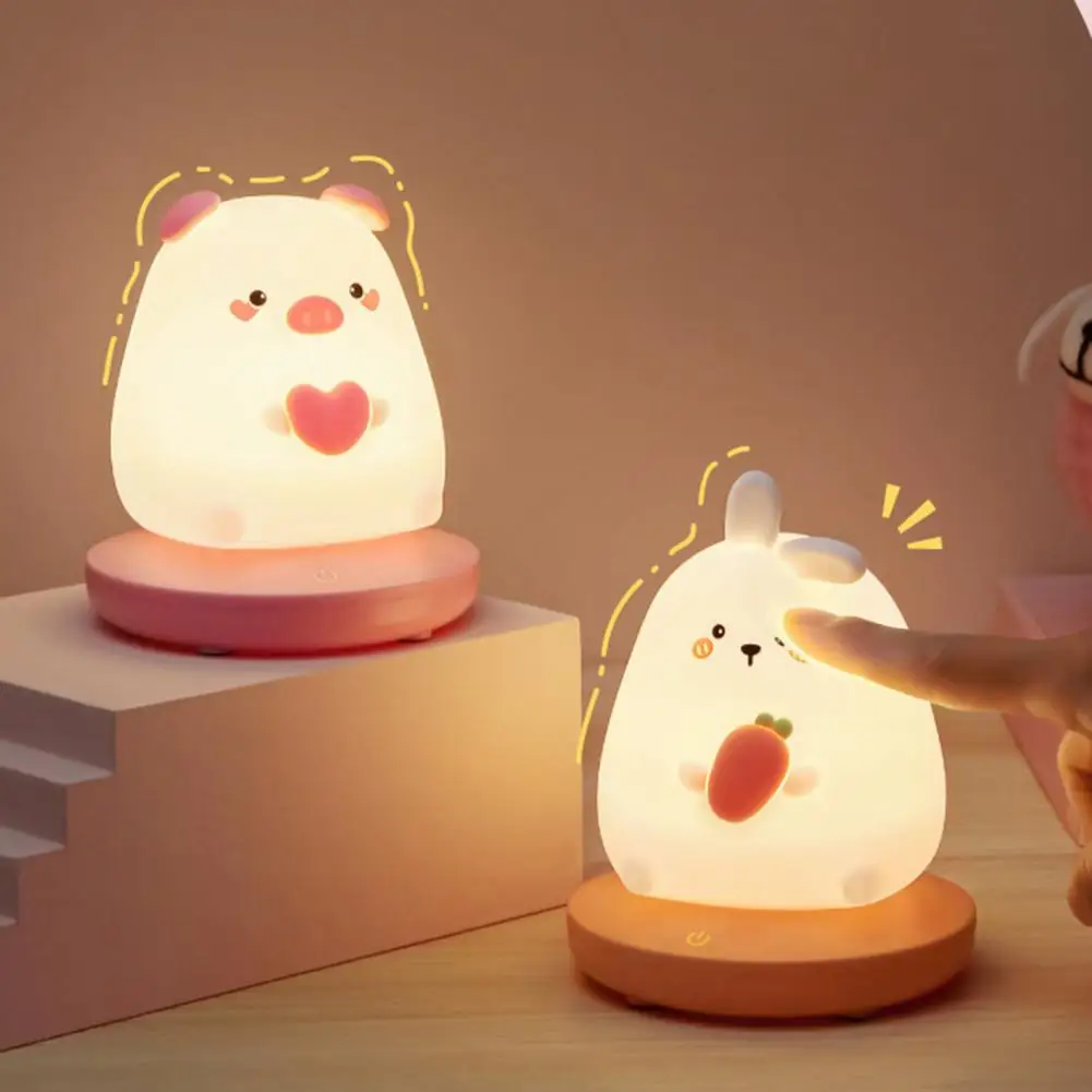 Cute Night Light Cute Cartoon Night Lamp Soft Dimmable Rechargeable Bedside Light for Kids Flicker Free Decorative Portable