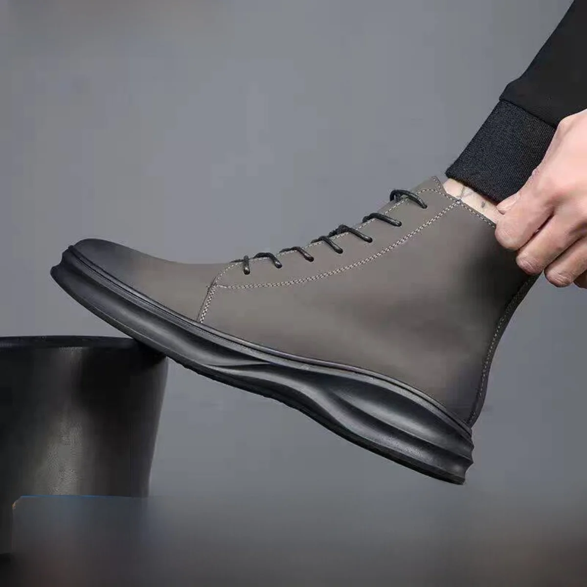 

Новые зимние мужские утепленные повседневные кожаные ботинки из натуральной кожи, рабочие ботинки, снегоступы, высокие ботинки