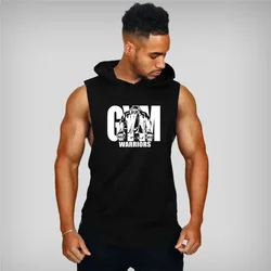 Muscleguys-ropa de gimnasio para hombre, camiseta sin mangas de algodón con capucha para culturismo, sudadera sin mangas, ropa deportiva para entrenamiento físico, Tops masculinos