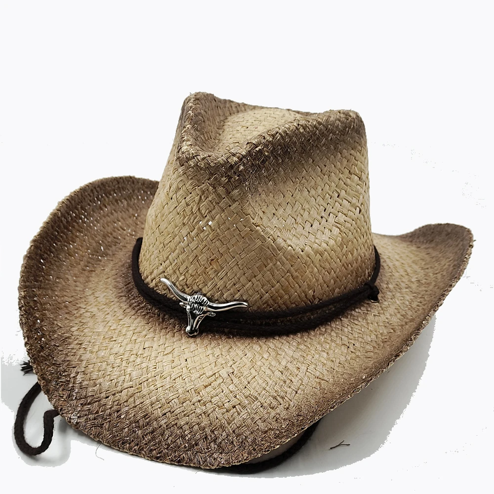 Army Green Camo Cowboy Hat Straw Hat Star Jazz Straw Hat Panama Paper Grass Western United States Cowboy Hat Fashion Travel