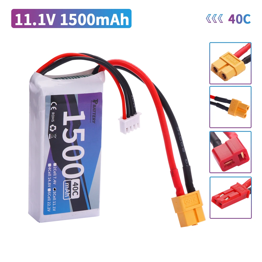 3S 11.1V 1500mAh LiPo Battery T/XT60/JST Plug for Rc Car Helicopter Airplane 11.1V Rechargeable Lipo Battery For WLtoys V950