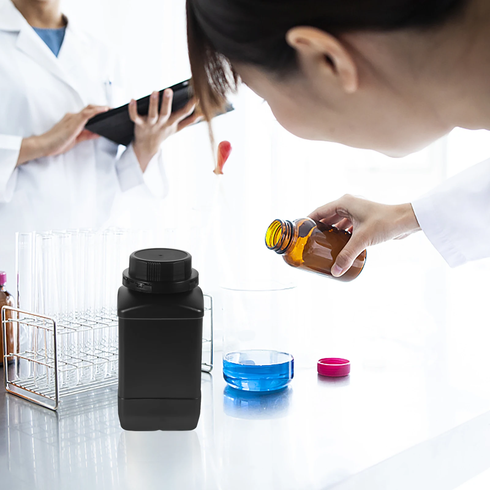 2 قطعة 1000 مللي عينة كيميائية ختم زجاجة واسعة الفم الزجاج كاشف الحاويات لتخزين السوائل المختبرية #4