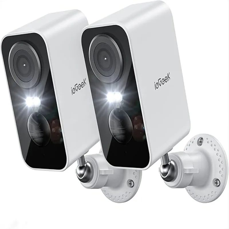 ieGeek 2 PCS 2K Wireless WiFi Surveillance Camera with Battery, Night Vision,Colour and AI & PIR Motion Detection,Outdoor/Indoor