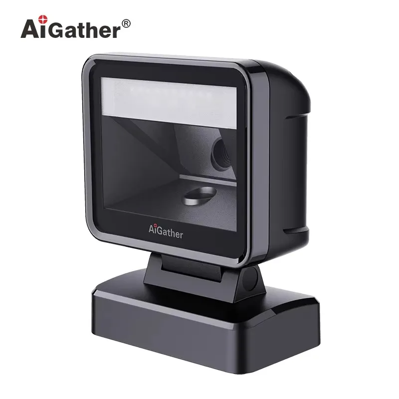 Check-out Goods Inventory Supermarket Hands-Free Omnidirectional QR 2D USB Desktop Adjustable Scanning Window Scanner
