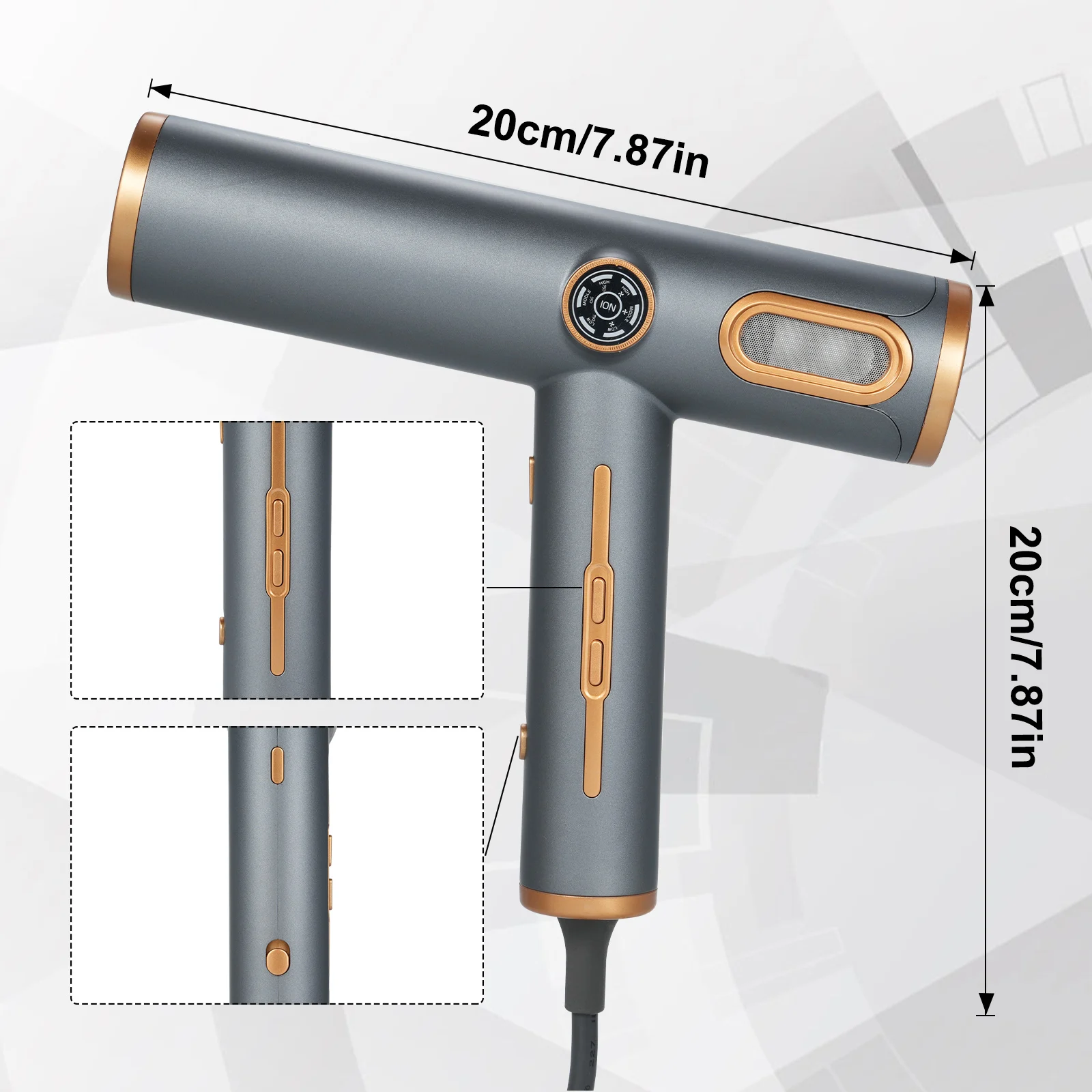 مجفف شعر سريع الجفاف 1600 وات، مجفف شعر 11000 دورة في الدقيقة، 3 سرعات، 3 إعدادات للحرارة، شاشة عرض LED للاستخدام المنزلي والصالون