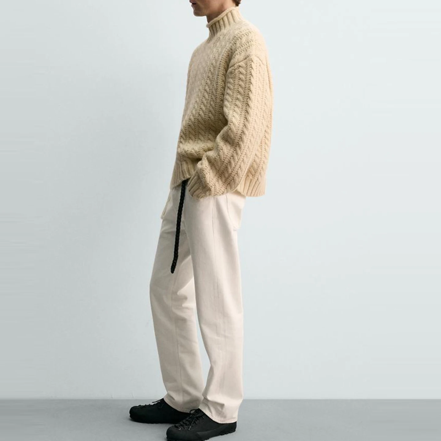 سترة محبوكة فضفاضة قابلة للتنفس ومتعددة الاستخدامات للشتاء وصلت حديثًا ملابس رجالية قابلة للتنفس ومريحة طويلة...