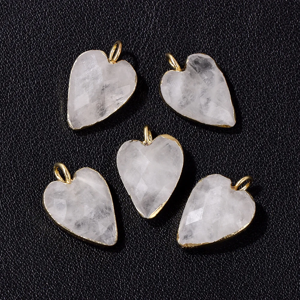 1Pc Shiny Loving Heart Stone Charms Natural Labradourite Crystal Heart Pendant For Jewelry Making Necklace DIY Earring 12x15mm