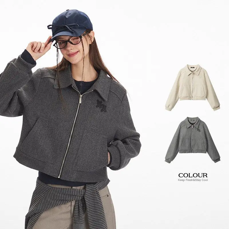 

HeyHenry2025 Retro American Sle Women's Jaet Coat oulder Length Slim Fit Long Sve ort Sle Commute Faion