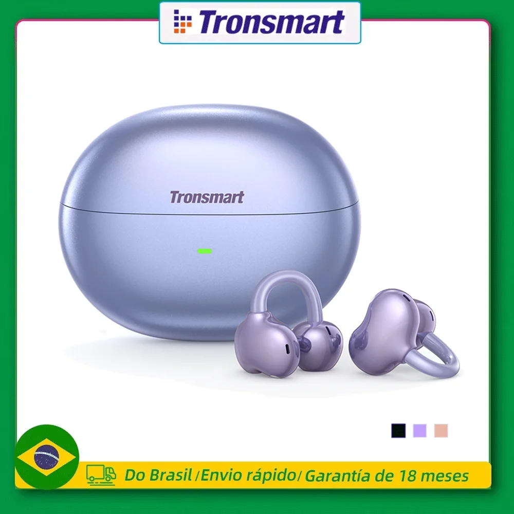 Tronsmart OpenFly Clip Fones de Ouvido Bluetooth Sem Fio Open Ear Clip, Fones de Ouvido com BT 6.0, AI Dual-Mic ENC, 4.11g, para Adultos Unissex