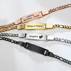 Custom Engraved Bracelets for Little Girl Gifts, Personalized Anti Allergy Stainless Steel Bar Girls Boys  Jewelry