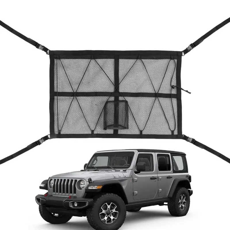 SUV Car Ceiling Storage Net Pocket Car Roof Bag Interior Cargo Net Easy Disassembly Roof Net For Car Auto Stowing Tidying