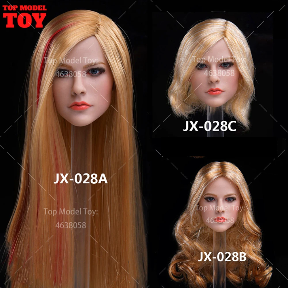 

JXTOYS-028 1/6 Scale Rock And Roll Singer Avril Head Carved Model for 12" PH Pale Skin Female Soldier Action Figure Body Dolls