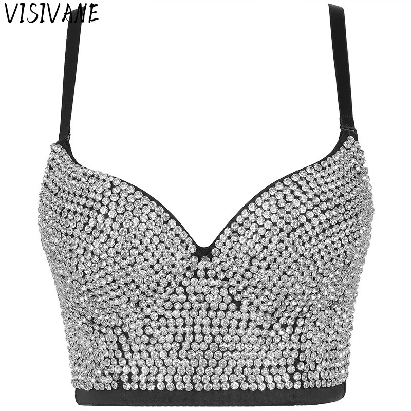 Women Clothing Y2k Tops Sexy Club Fashion Stage Party Summer Show Fashion Clothes Rhinestone Diamond Corset Tees Tanks Camis