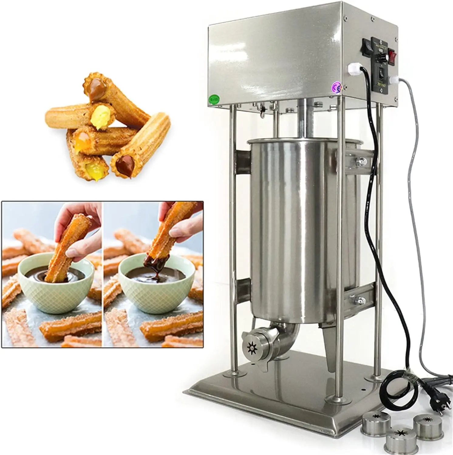 15L Churro Maker Machine,Spanish Donuts Maker,Churro Machine,Stainless Steel Dessert Donuts Filler For Commerial Or Home Use