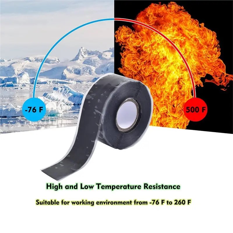 HLZS-Emergency Pipe Hose Sealant 2.5Cm X 5M Self Sealing Fusing Silicone Rubber Tape Leak Proof For Waterproof Heavy Duty For Wa