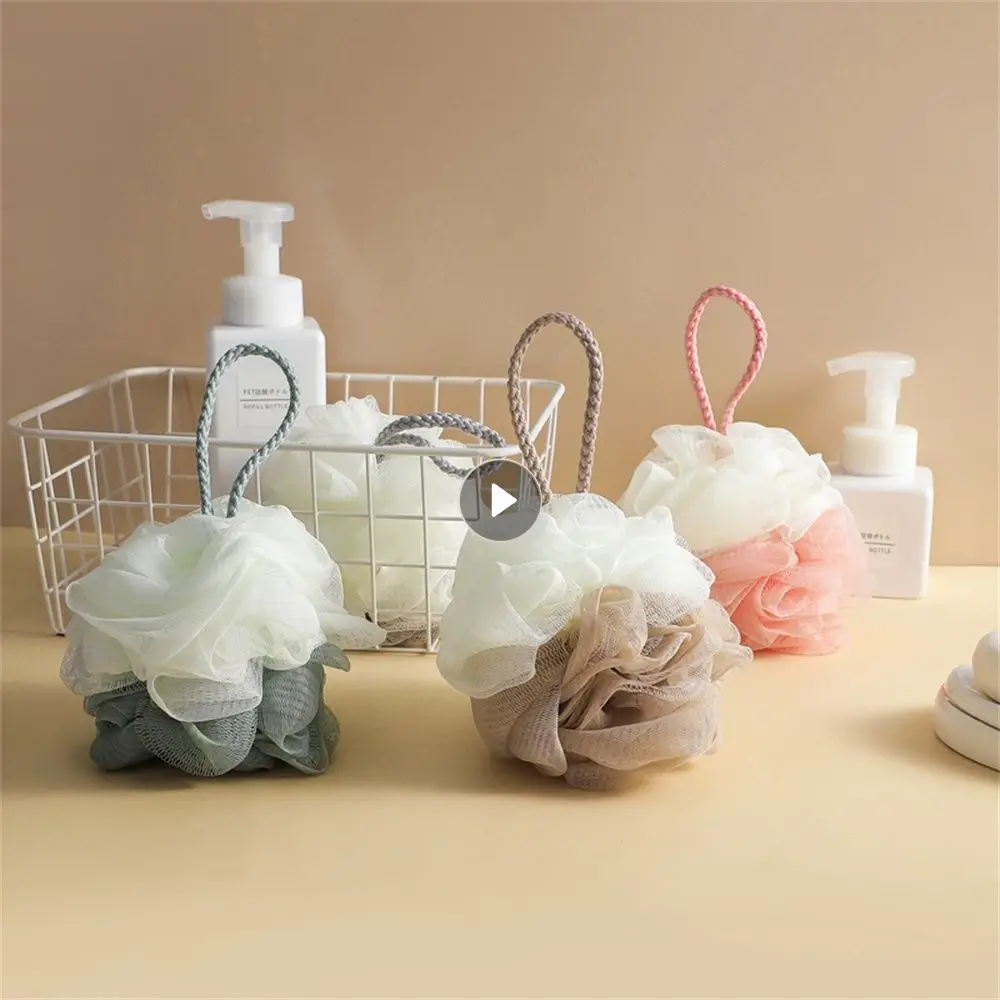 Clean Lanyard Design Bath Flowers Back Rub Powerful Mud Scrub Comfortable Soft Bath Tools Bubble Net Bath Scrub Rich Bubbles