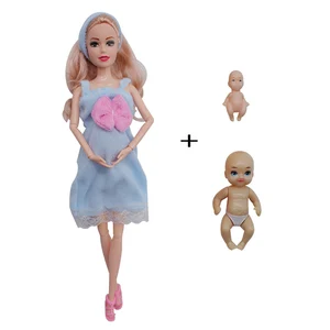 Mainan Edukasi Boneka Hamil untuk Anak-anak dengan Dua Bayi dan Aksesoris Sepatu Acak Hadiah Pakaian Fashion untuk Permainan Anak Perempuan 10 boneka kolektor barbie penjualan terbaik - №