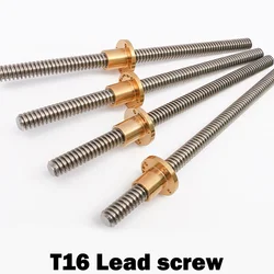 304 stainless steel T16 lead screw length 100 150 200 250 300 400 500 550 600mm lead 2 3 4 8mm trapezoidal spindle screw and nut