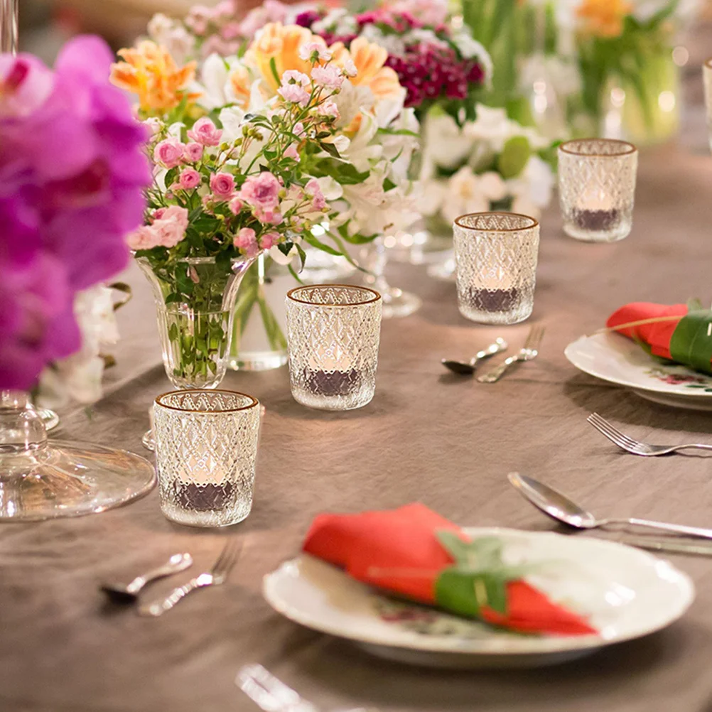 

12Pcs Gold Glass Holder Sturdy No Odor Home Dinner Table Romantic Decoration Accessory Desktop Holder