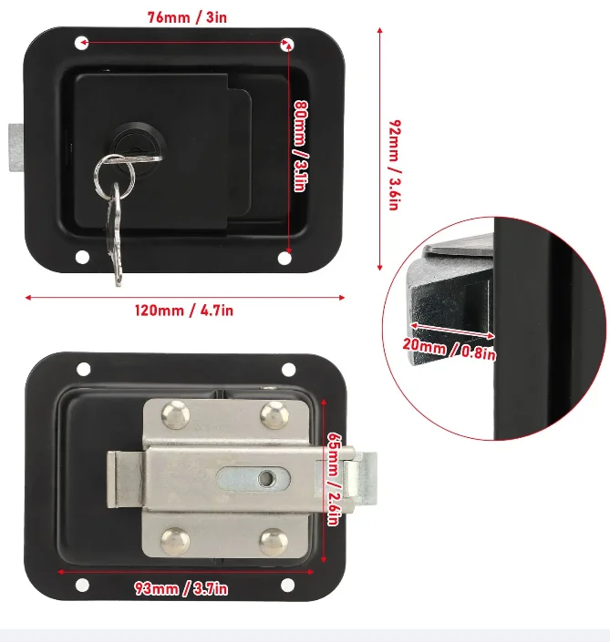 Trailer Paddle Door Lock Latch Stylish Rugged Reliable RV Handle Toolbox Latch with Keys For RVs Trucks Campers