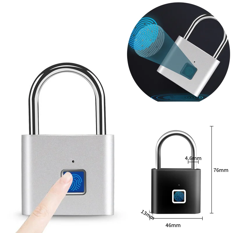 Intelligent Electronic Padlock Outdoor Waterproof Padlock Smart Fingerprint Padlock Door Anti-Theft Password Lock Cabinet