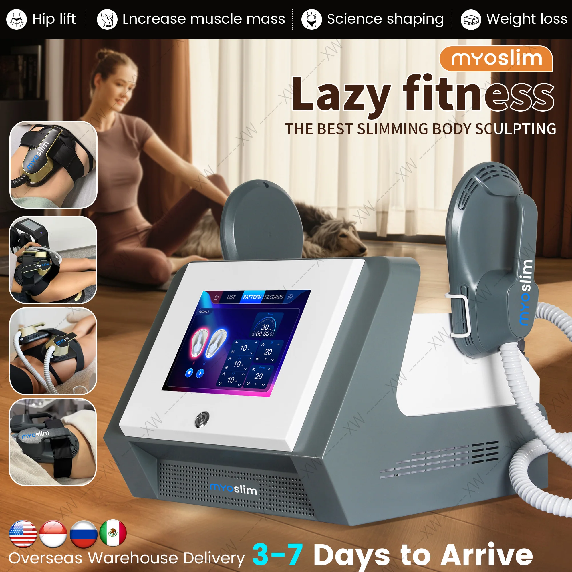 

Professional 6500W MYOSLIM RF Machine Hi-EMT Body Sculpting Slimming Beauty Equipment for Fitness Center Fat Burning