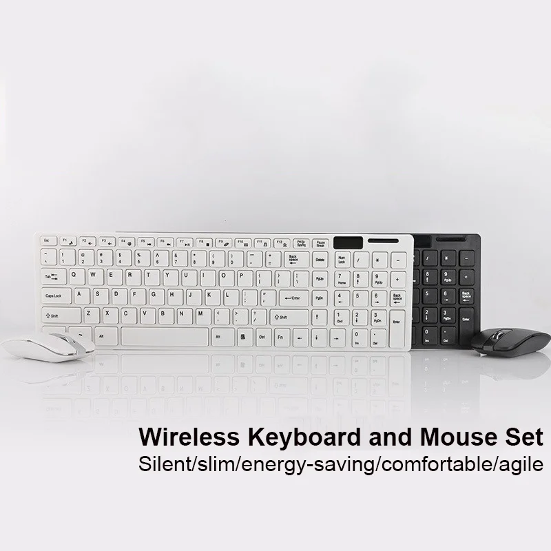 Combos ergonômicos sem fio de teclado e mouse, 2.4G, botão mudo, computador, USB, fino, desktop, laptop, negócios, escritórios