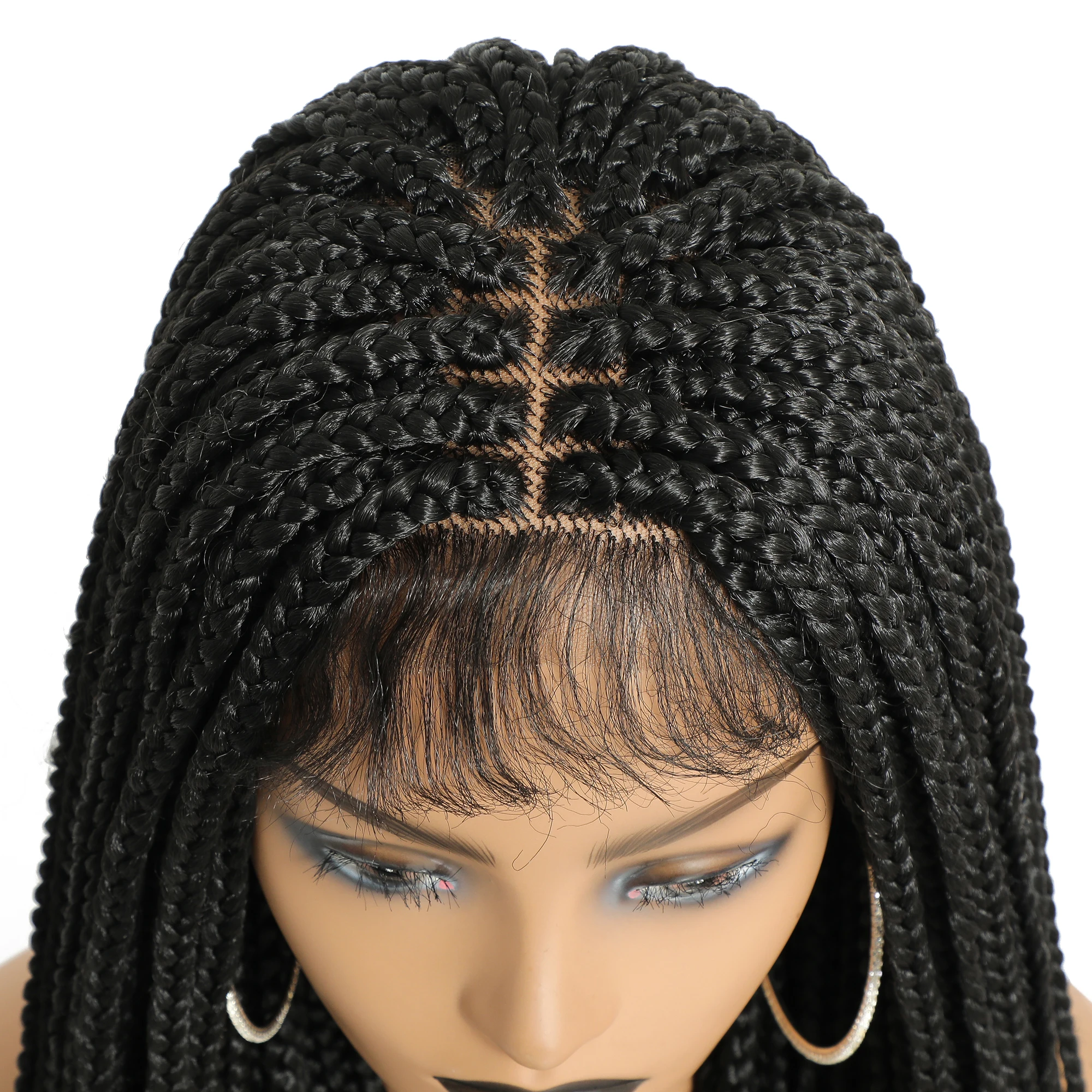 Lange Ombre Box geflochtene 4x4 Spitze Perücken mit Baby Haar Twist Zöpfe Spitze Front Perücken für schwarze Frauen synthetische Cosplay Perücke 30 Zoll