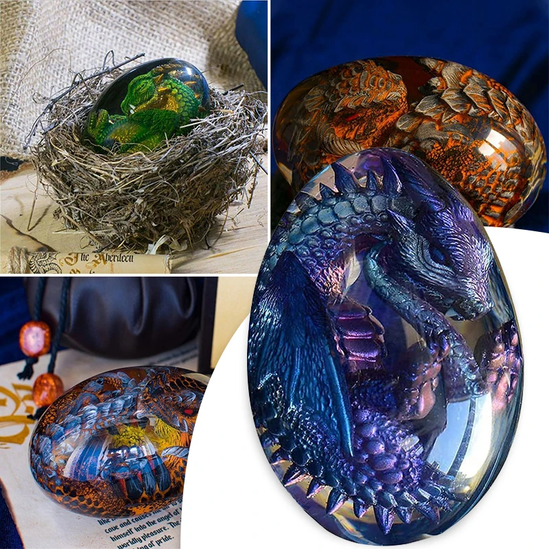 Crystal Transparent Resin Statue Dragon Egg Lava Dinosaur Egg Souvenir Resin Craft Luminous Handmade Dragon Eggs Home Decor Gift